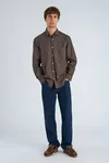 Brushed Check Shirt - Brown