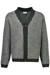 Jaquard Button Cardigan - Black Mix