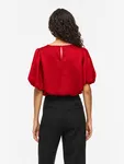 Ellette Satin Puff Top - Savvy Red