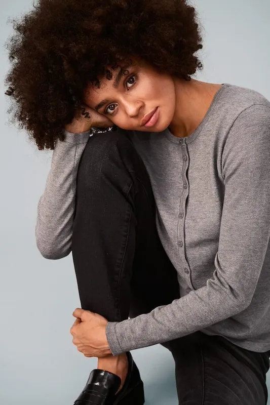 Mila Cardigan - Mist Grey Melange