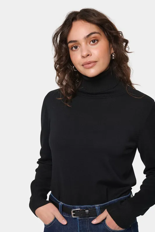Stickad Polotröja - Black
