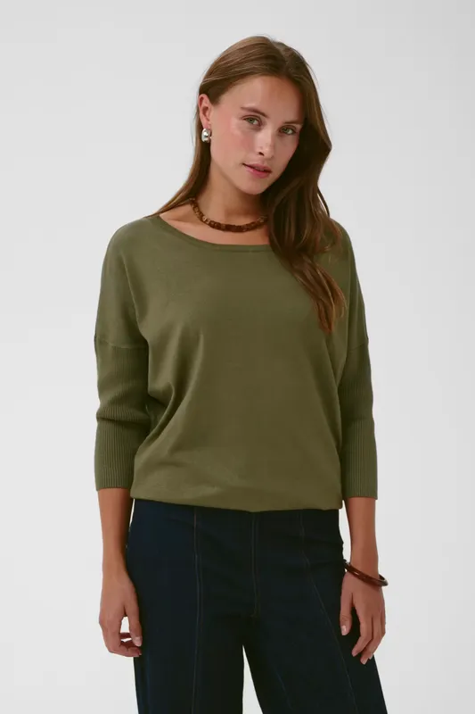 Mila R-Neck Pullover  - Four Leaf Clover Melange