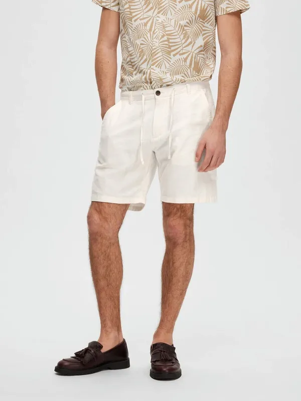 Shorts I Linneblandning - Cloud Dancer