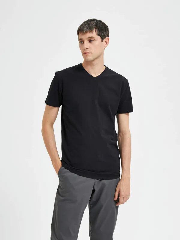 V-ringad T-Shirt - Black
