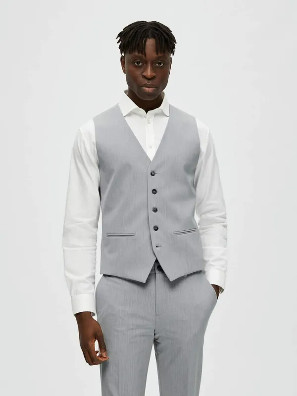 Liam Vävd Väst - Light Grey Melange
