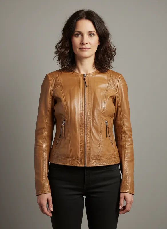 Paula Skinnjacka - Cognac