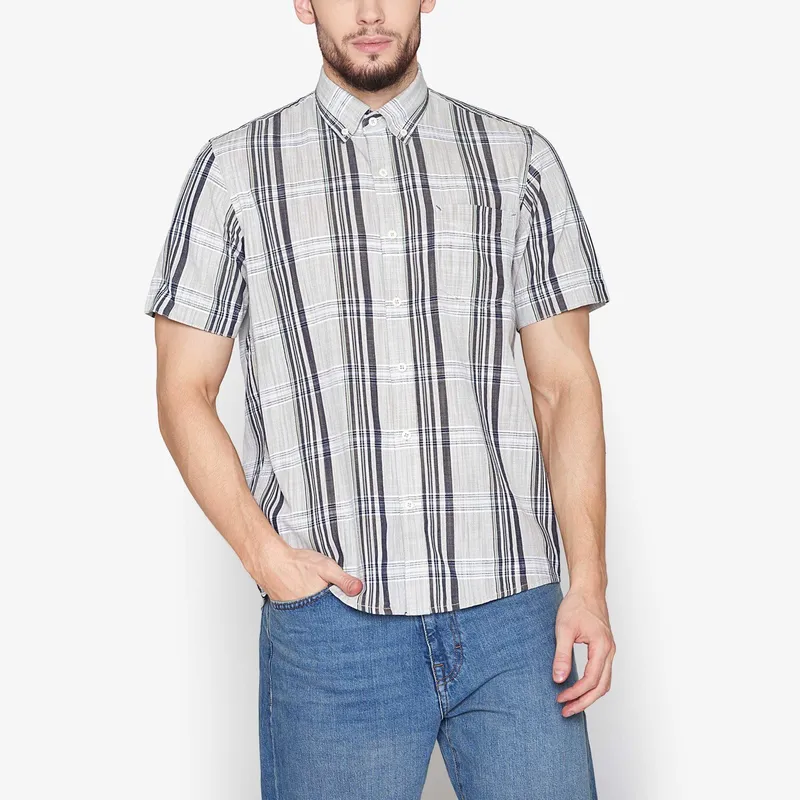 Kortärmad Randig Skjorta - Oak