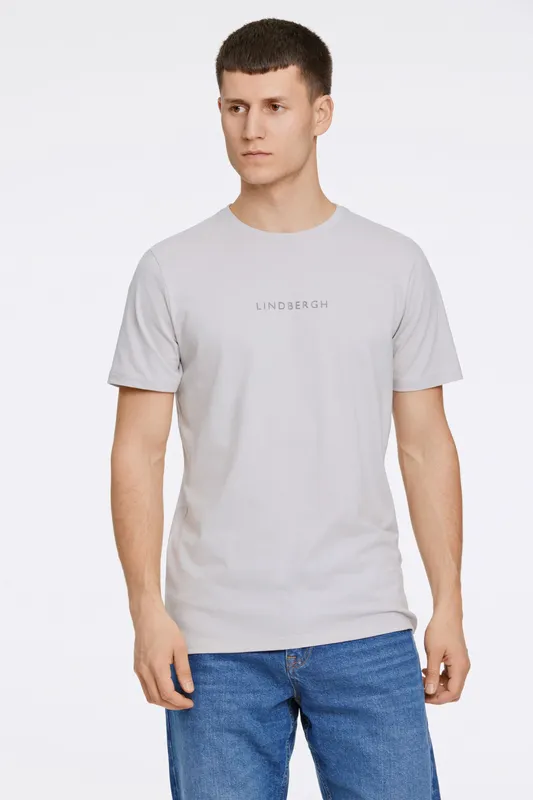 Lindbergh Print Tee S/S - Soft Grey