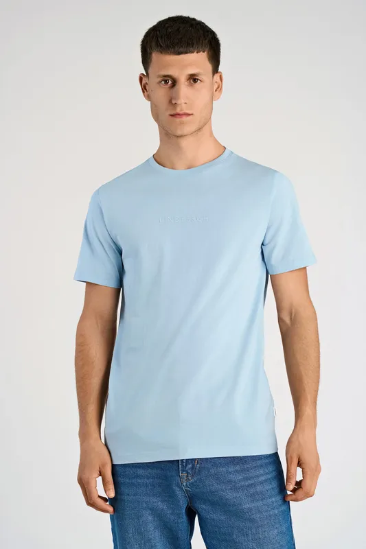 Lindbergh Print Tee S/S - Soft Blue