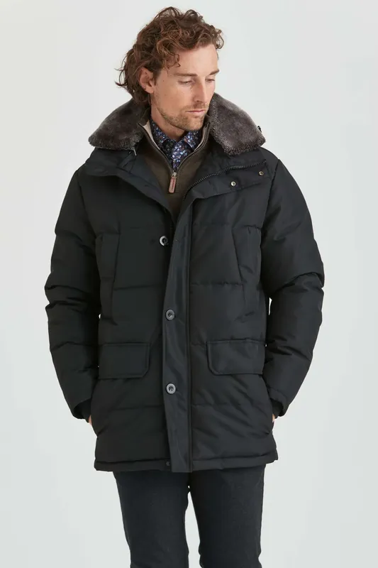 Parkas Med Avtagbar Krage - Black