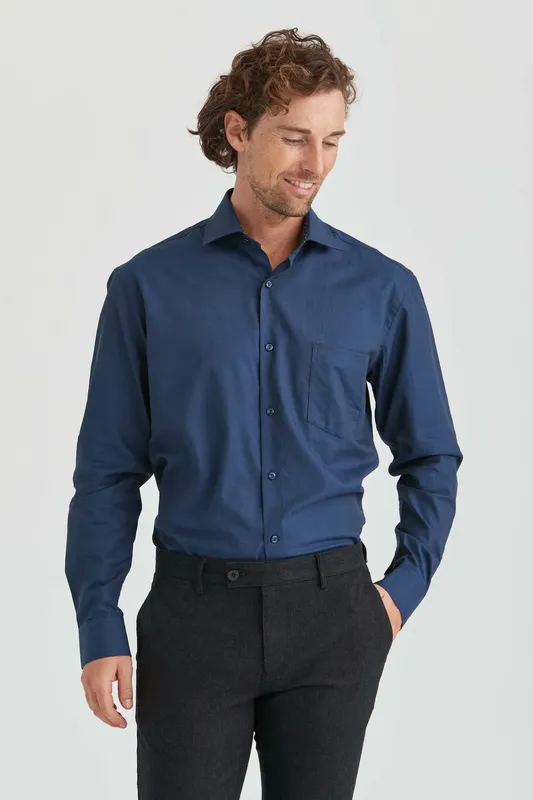 Skjorta Med Mikromönster - Dk Blue