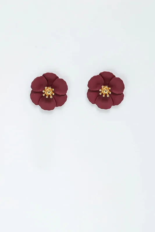 Örhängen Blomma - Burgendy Mat