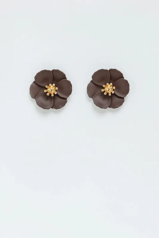 Örhängen Blomma - Dark Brown