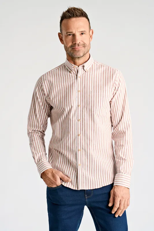 Oxfordskjorta Striped Superflex - Dk Clay