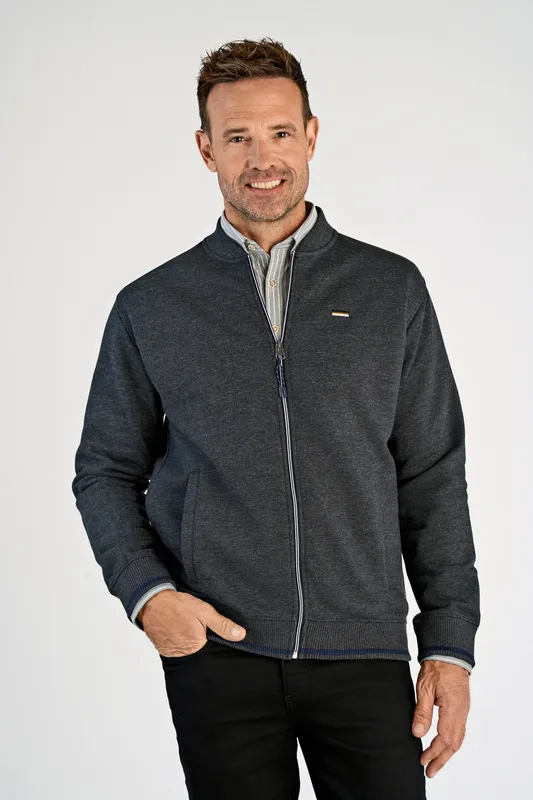 Baseball-inspirerad Cardigan  - Dk Grey Mel