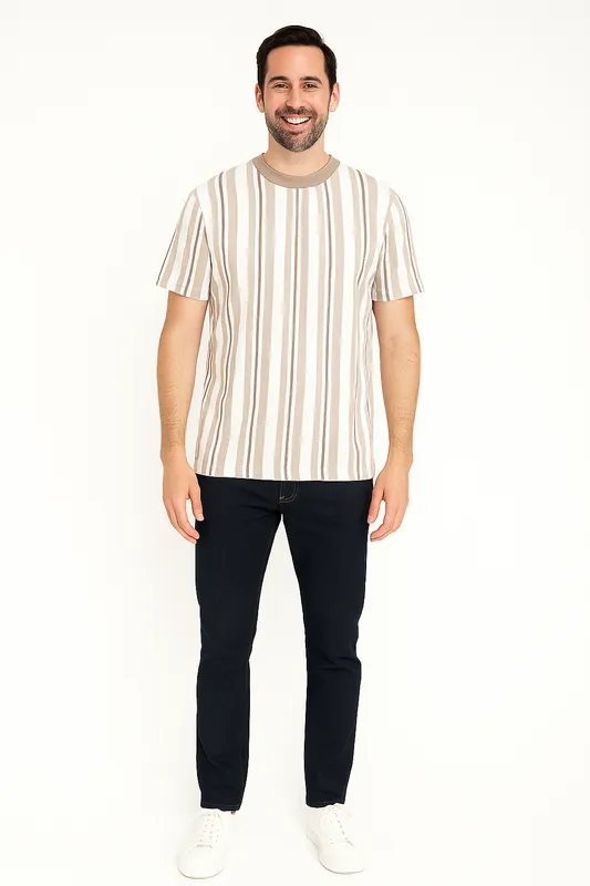 Randig T-shirt - Stone