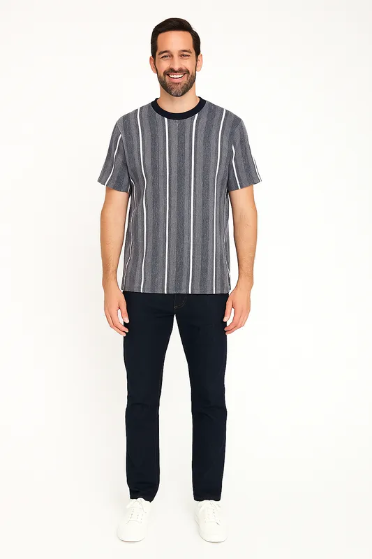 Randig T-shirt - Navy