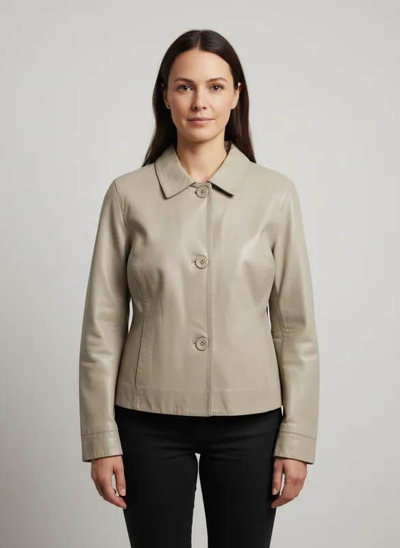 Thea Skinnjacka - Light Taupe