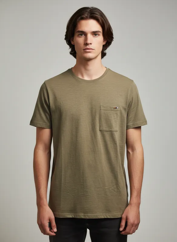 Enfärgad T-shirt - Covert Green
