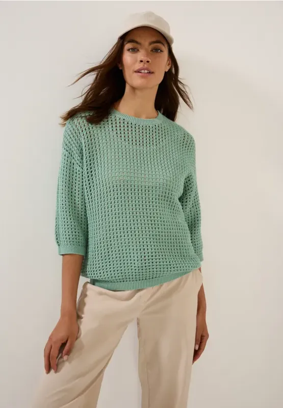 Luftig Tröja I Virkad Look - Matcha Green                  