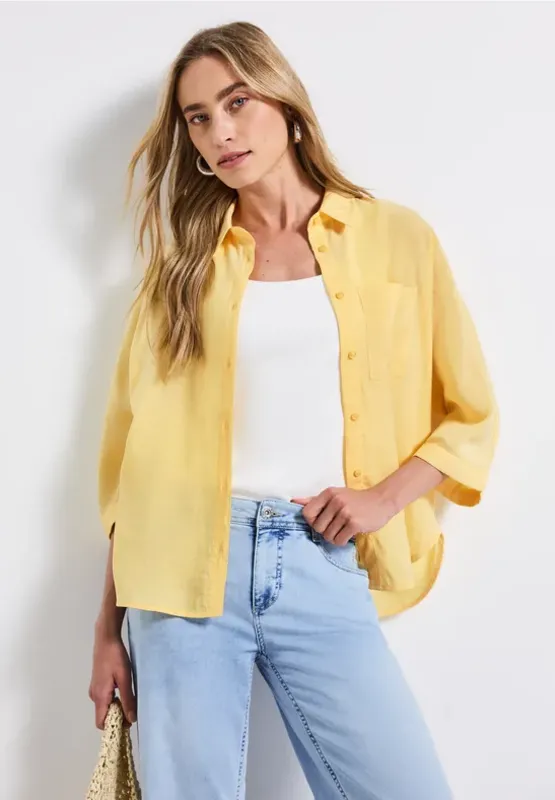 Enfärgad Skjortblus - Buttercream Yellow            