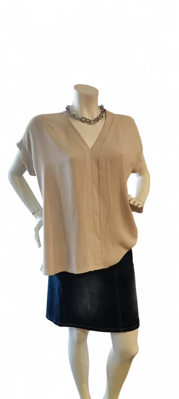 Kortärmad Blus - Beige