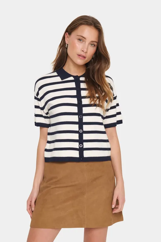 Kortärmad Kofta - Winter White Nightsky Stripe