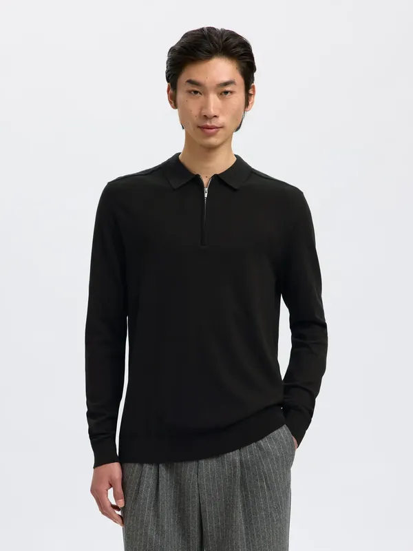 Half Zip Polo - Black