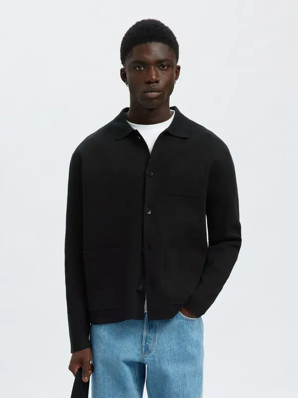 Polo Cardigan - Black