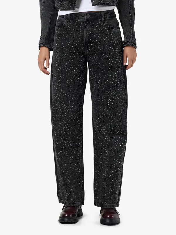 Jannel Hw Loose Jeans - Black Denim