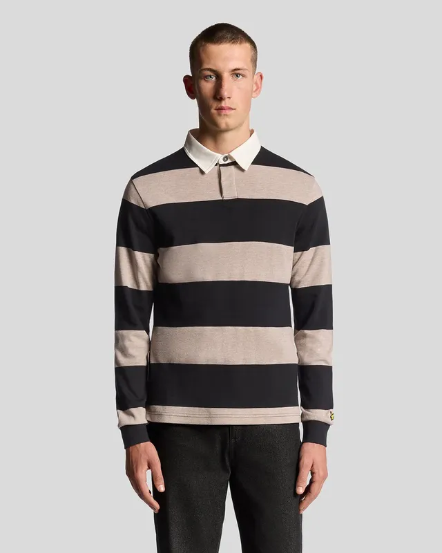 Långärmad Rugby Tröja - Jet Black/ White Heather