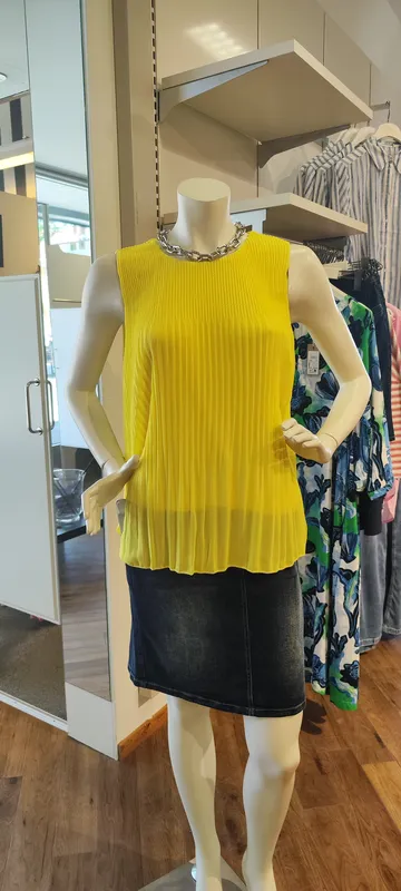 Plisserad Ärmlös Topp - Yellow