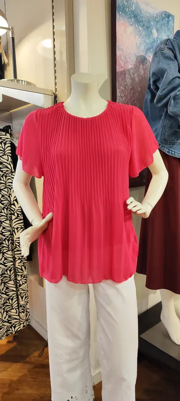 Plisserad Topp - Cerise