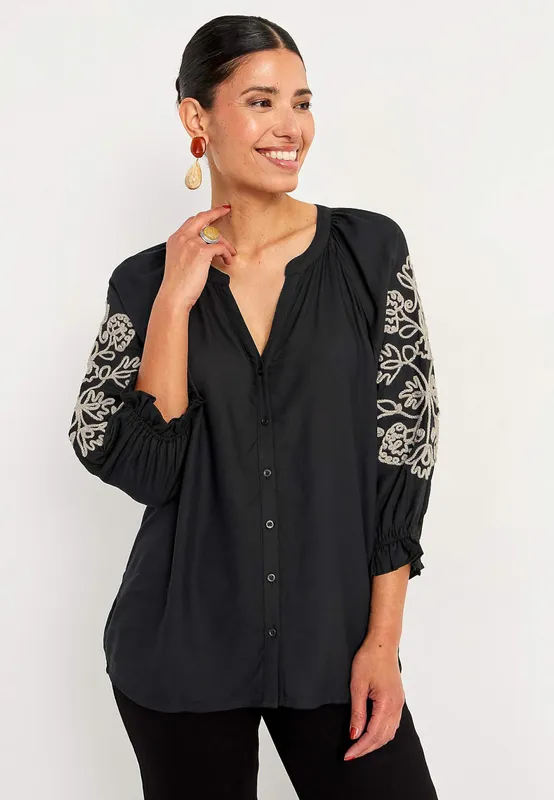 Blus Med Brodyr - Black/Beige