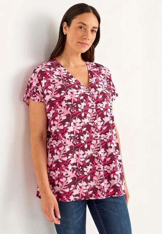 Vävd V-ringad Tunika - Winered/Patterned