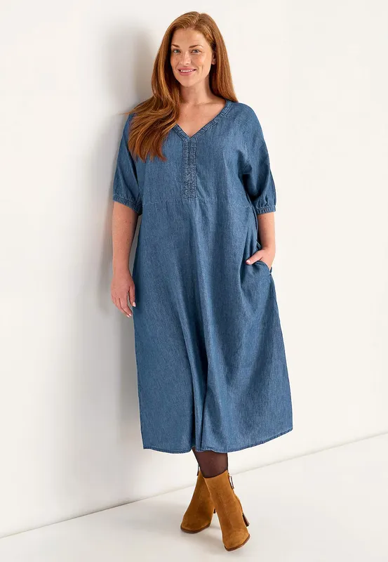 Camilla Långklänning - Medium Blue Denim