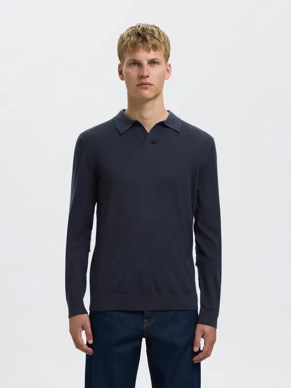 Långärmad Polotröja - Navy Blazer
