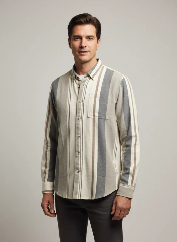 Skjorta, Bouldersi V-stripe - Brown Otter