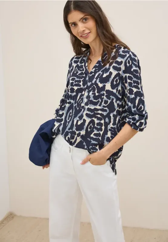 Mönstrad Blus - Urban Dark Blue               