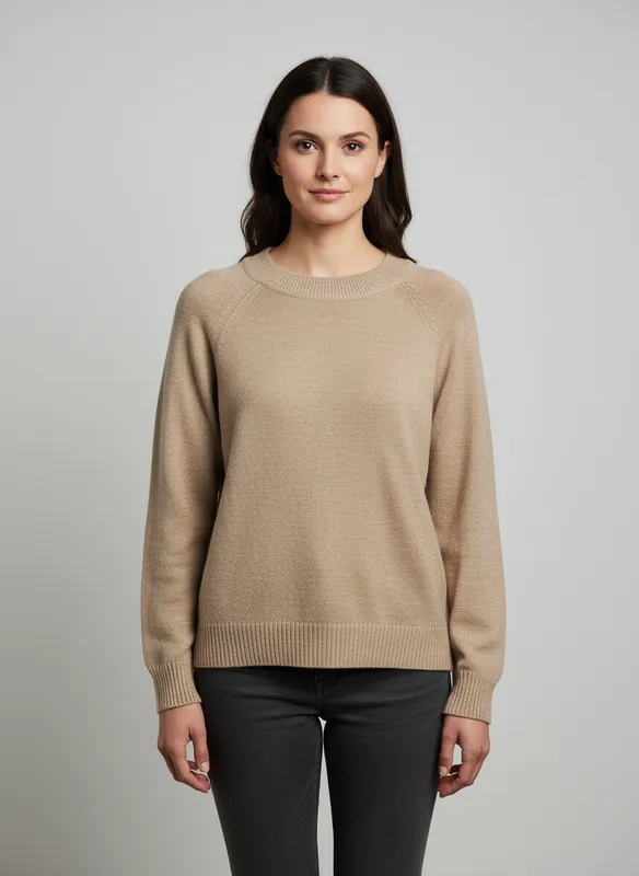Stickad Tröja - Beige Melange