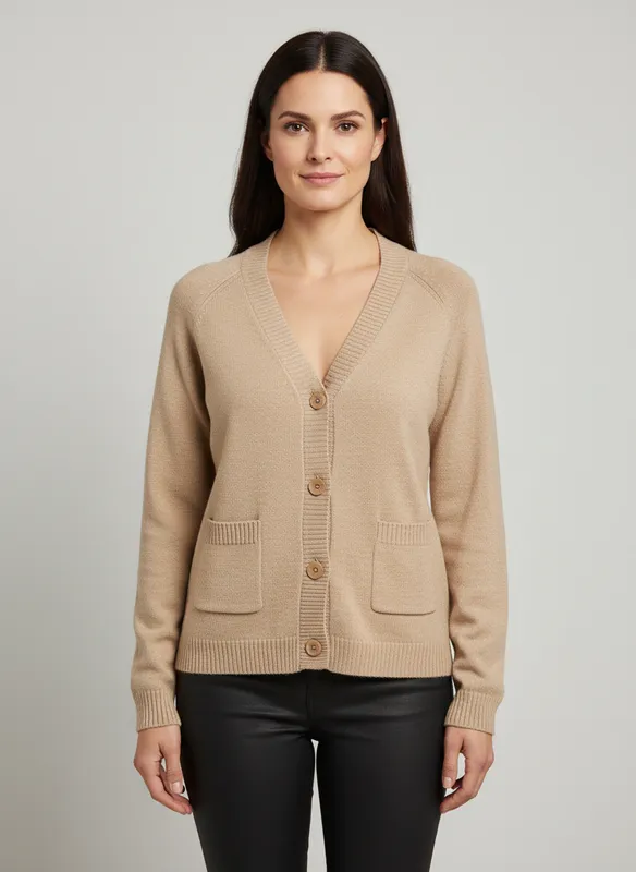 Stickad Kofta - Beige
