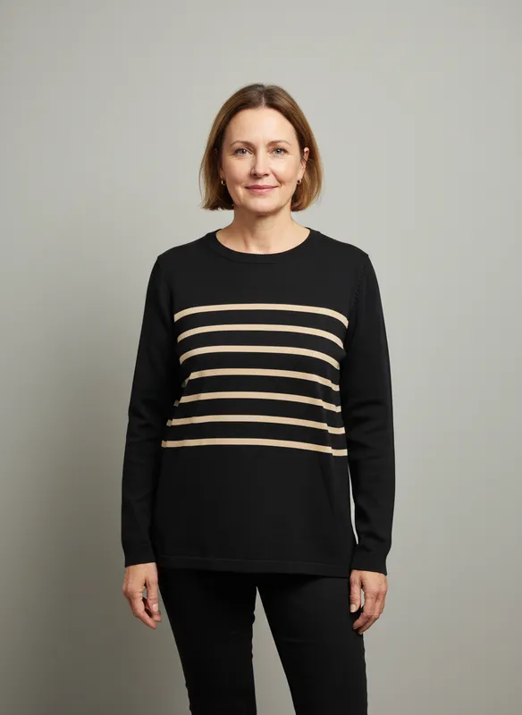 Randig Jumper - Black/Beige Stripe