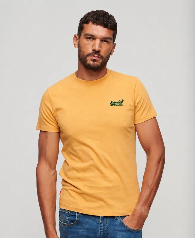 Essential Logo T-Shirt - Ochre Yellow Marl/Green