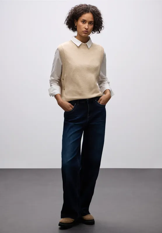 Stickad Väst - Sanded Beige Mel.             