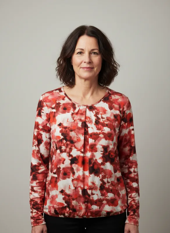 Mönstrad Topp - Salsa Red