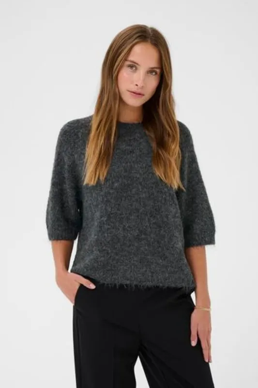 Stickad Topp - Dark Grey Melange