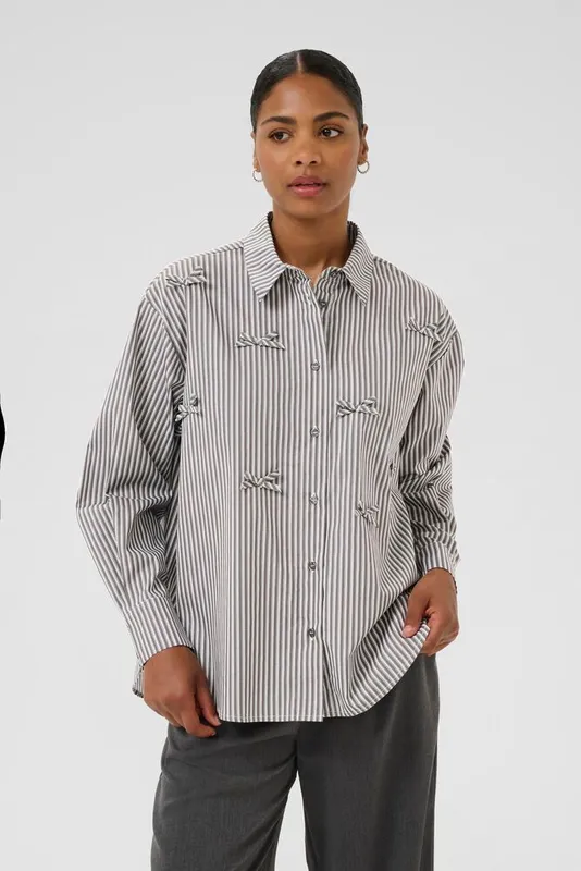 Skjorta Med Rosetter - Grey/White Stripe