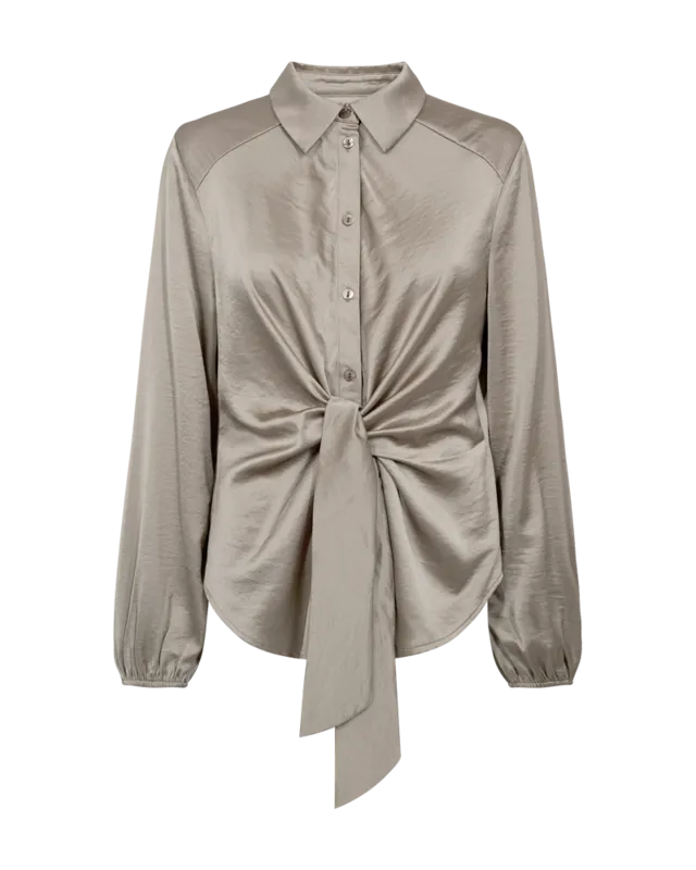Blus Med Knytdetalj - Desert Taupe