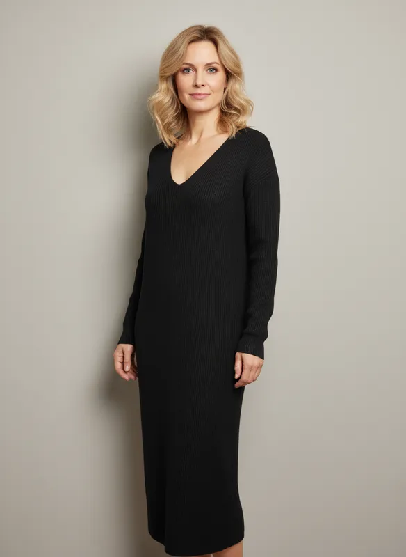 Stickad Klänning Susanne - Solid Black