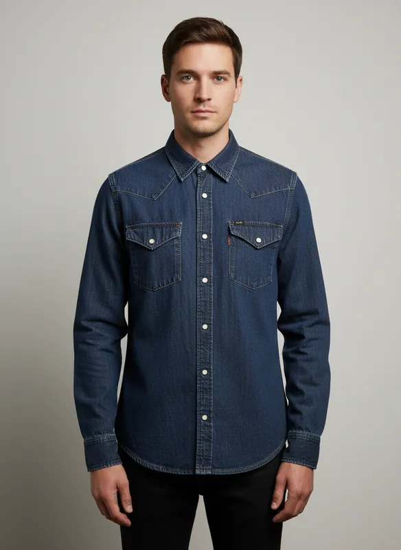 Western Skjorta - Dk Denim